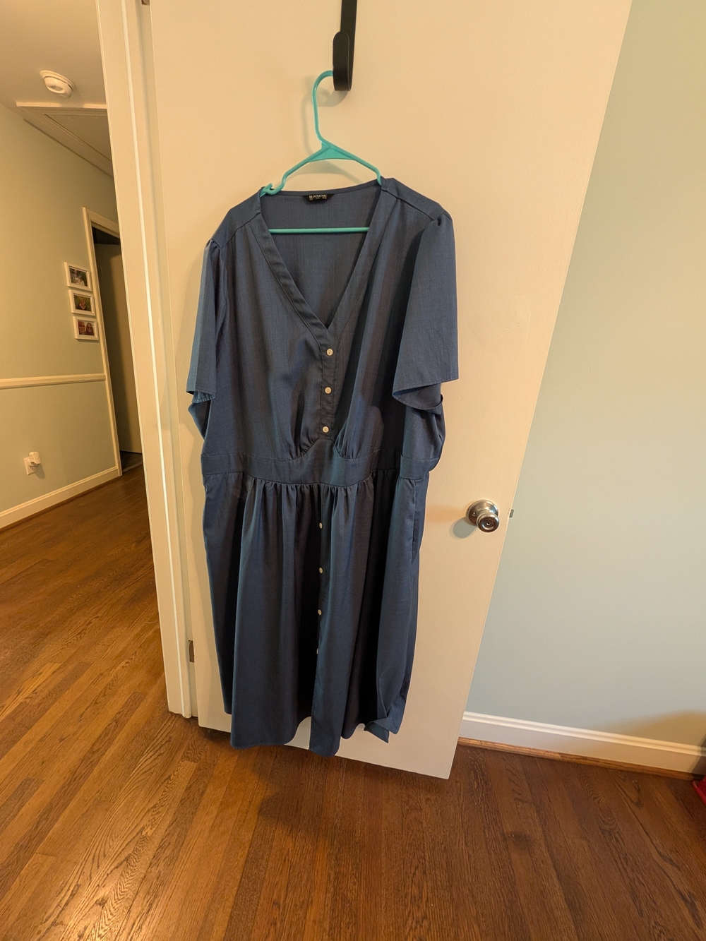 BloomChic Navy Button-Front Midi Dress